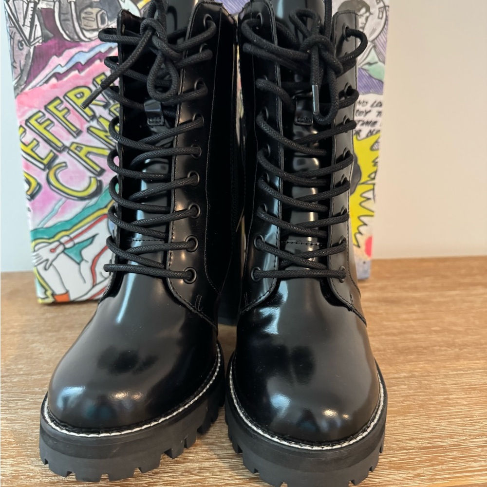Jeffrey Campbell Glossy Black Combat Boots
